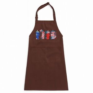 Brown Apron With Patriotic Tumbler Design